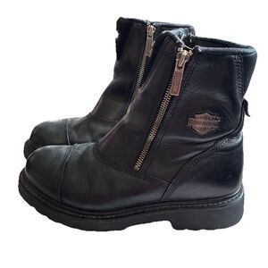 Harley-Davidson Men's 8.5 Leather Twin Zip Black Boots Stock #91840 MSRP $152